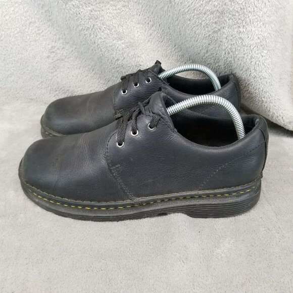 Dr. Martens Shoes Mens Size 8 Black Leather Hazeldon Grizzly Soft Wair Derby